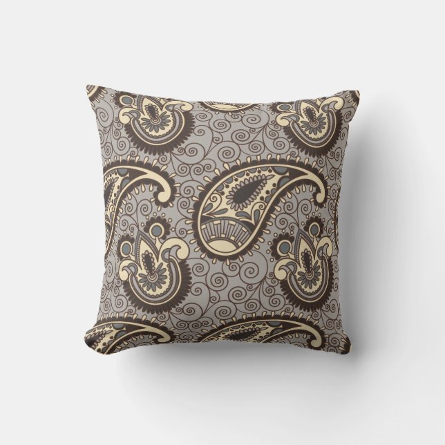 Classic Elegant Paisley | Storm and Cream Cushion (Front)