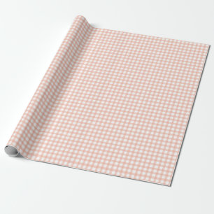 Classic Elegant Pastel Peach Gingham Pattern Wrapping Paper