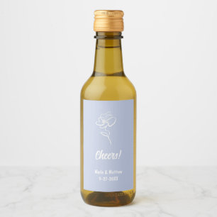 Classic & Elegant Periwinkle Blue Floral Sketch Wine Label