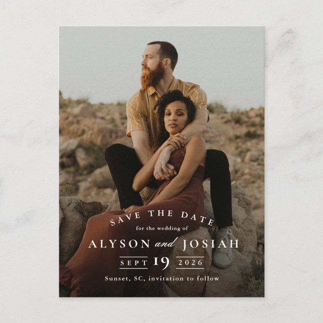 Classic Elegant Photo Wedding Save The Date Announcement Postcard (Front)