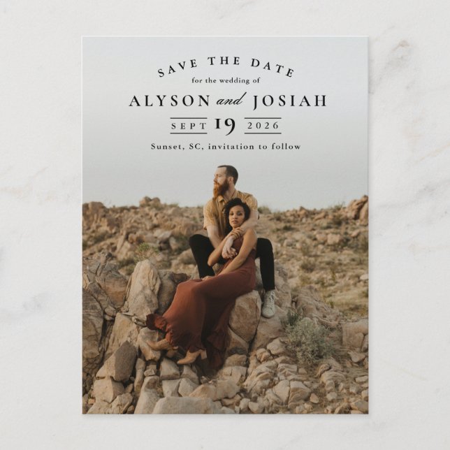 Classic Elegant Photo Wedding Save the Date Announcement Postcard (Front)