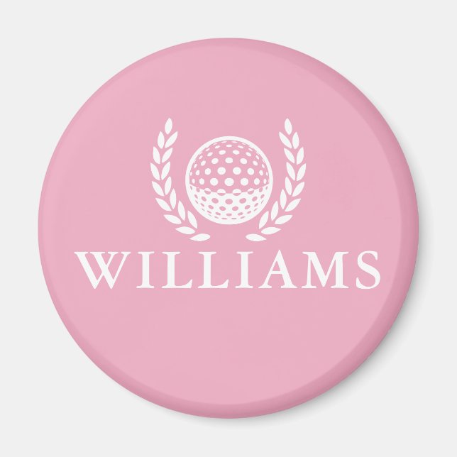 Classic Elegant Pink Personalised Name Monogram Magnet (Front)