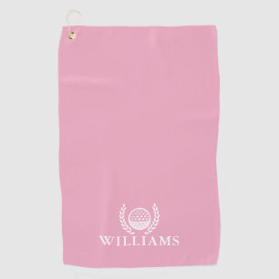 Classic Elegant Pink Personalized Name Monogram Golf Towel