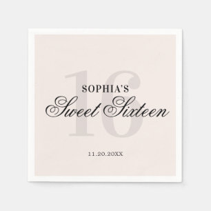 Classic Elegant Pink Sweet 16 Napkins