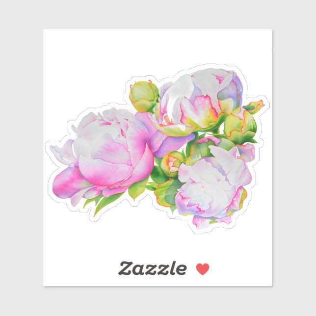 Classic elegant pink white peony floral watercolor (Sheet)