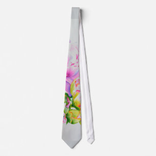 Classic elegant pink white peony floral watercolor tie