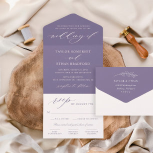 Classic Elegant Purple Wedding All In One Invitation