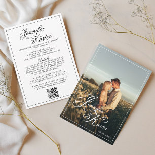Classic Elegant QR Code All in One Photo Wedding Invitation