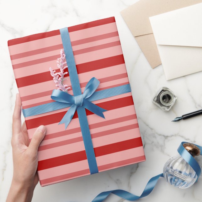 Classic Elegant Red and Pink Candy Cane Stripes Wrapping Paper (Gifting)