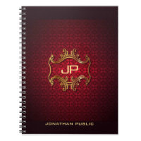 Classic Elegant Red Damask Monogram Template