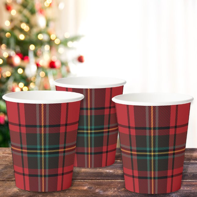 Classic Elegant Red Tartan Christmas Holiday Paper Cups (Creator Uploaded)