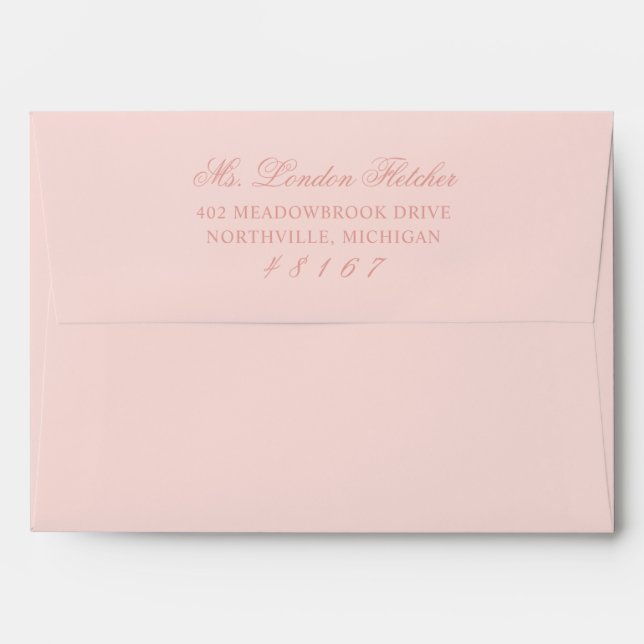 Classic Elegant Rose Gold Blush Pink Wedding Envelope (Back (Top Flap))