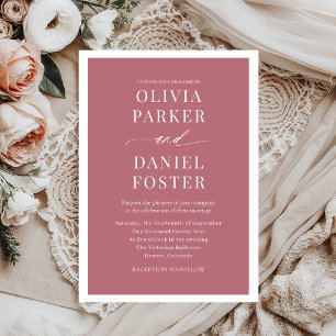 Classic Elegant Rose Gold Minimalist Wedding Invitation