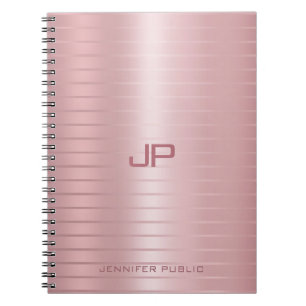 Classic Elegant Rose Gold Monogram Template Notebook