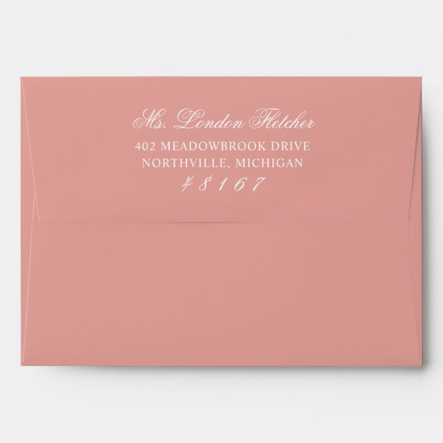 Classic Elegant Rose Gold Wedding Mailing Envelope (Back (Top Flap))