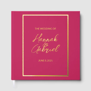 Classic Elegant Rose Red Wedding Foil Guest Book