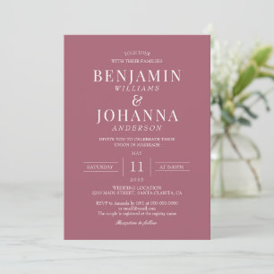 Classic Elegant Rosewood Pink Wedding Invitation
