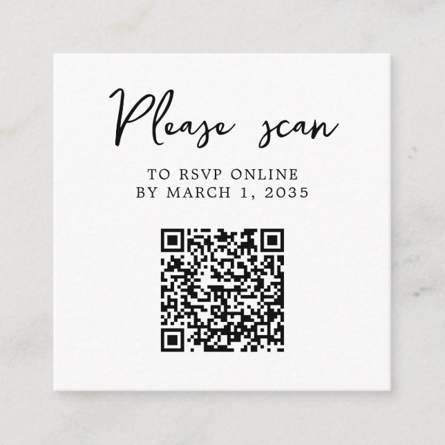 Classic Elegant RSVP QR Code Enclosure Card (Front)