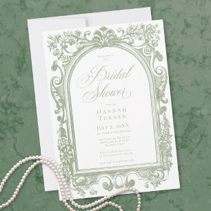 Classic Elegant Sage Arch Floral Bridal Shower Invitation
