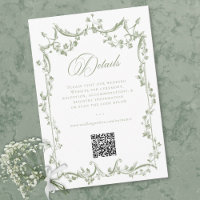 Classic Elegant Sage Green Floral Frame Wedding QR
