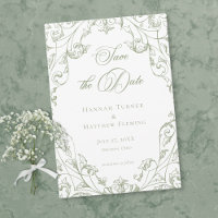 Classic Elegant Sage Green Floral Frame Wedding