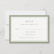 Classic Elegant Sage Green Frame Wedding RSVP