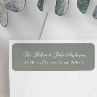 Classic Elegant Sage Green White Return Address