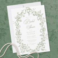 Classic Elegant Sage Oval Ribbon Bridal Shower
