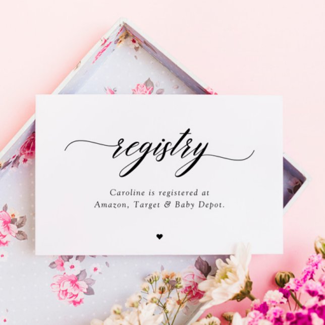 Classic Elegant Script Baby Bridal Shower Registry Card (Creator Uploaded)