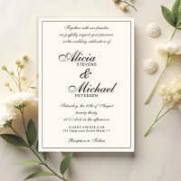 Classic elegant script black and ivory wedding