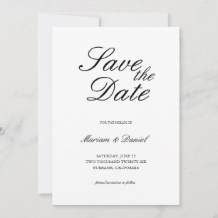 Classic Elegant Script Black White Islamic Wedding Save The Date