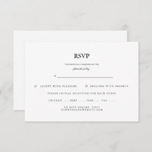 Classic Elegant Script Black White Wedding RSVP