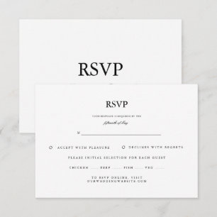 Classic Elegant Script Black White Wedding RSVP Card