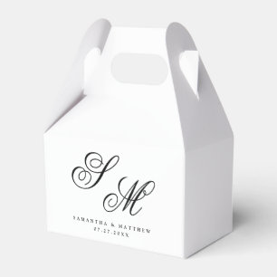 Classic Elegant Script Couple Initials Wedding Favour Box