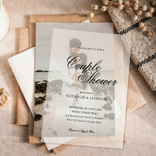 Classic Elegant Script Couple Shower Vellum Invitations