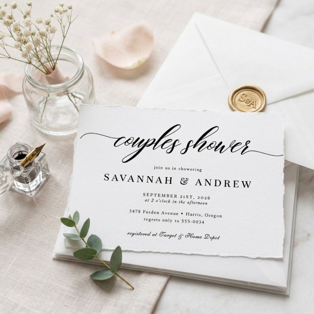 Classic Elegant Script Couples Bridal Shower Invitation (Creator Uploaded)