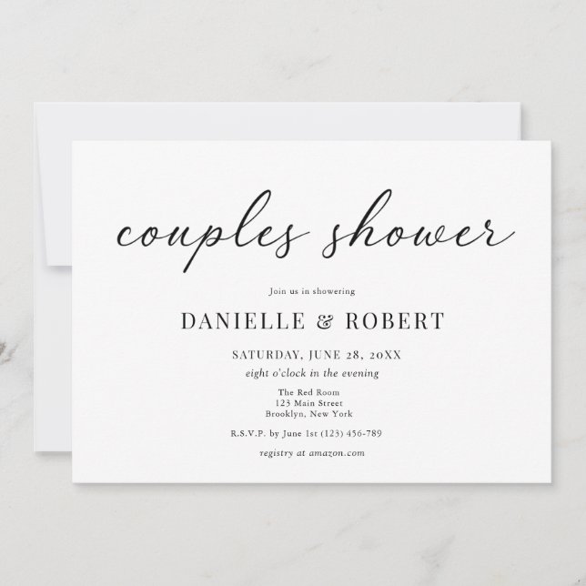 Classic Elegant Script Couples Bridal Shower Invitation (Front)