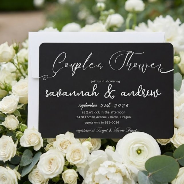 Classic Elegant Script Couples Shower Invitation (Creator Uploaded)
