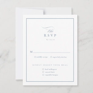 Classic Elegant Script Dusty Blue Wedding RSVP Card
