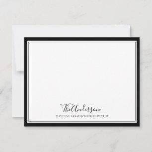 Classic Elegant Script Family Black Square Border Card