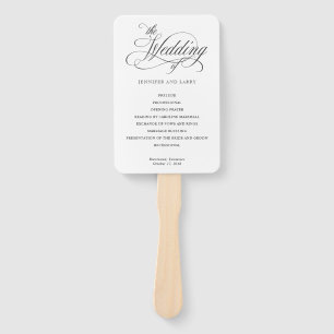 Classic Elegant Script Flourishes Wedding Hand Fan