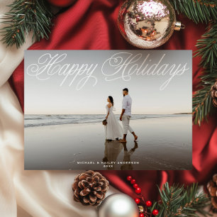 Classic Elegant Script Full Photo Christmas Holiday Card