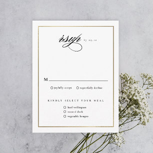 Classic Elegant Script Gold Wedding  RSVP Card