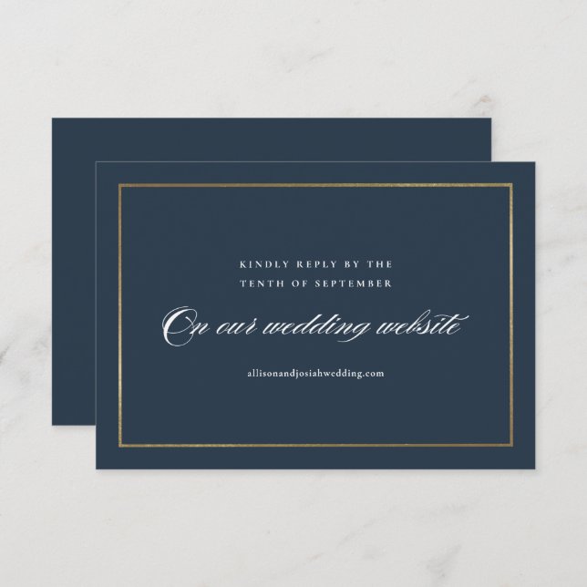 Classic Elegant Script Gold Wedding Website RSVP Card (Front/Back)