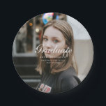 Classic Elegant Script Graduation Party Full Photo Paper Plate<br><div class="desc">Classic Elegant Script Graduation Party Full Photo Paper Plates. Minimalistic and elegant graduation party paper plates,  designed with script lettering. Customize with a graduation photo,  graduate's name,  year of graduation,  and high school,  college or university name.</div>