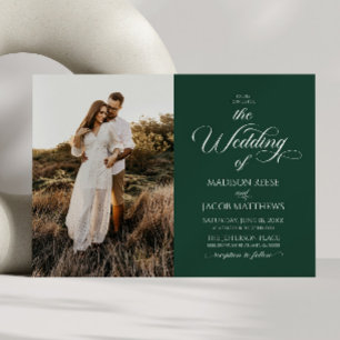 Classic Elegant Script Minimalist Picture Wedding Invitation