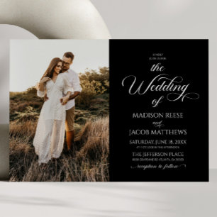 Classic Elegant Script Minimalist Picture Wedding Invitation
