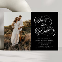 Classic Elegant Script Minimalist Picture Wedding