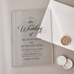 Classic Elegant Script Minimalist Wedding Acrylic Invitations