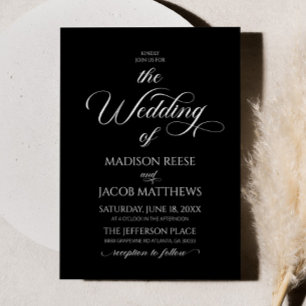Classic Elegant Script Minimalist Wedding Invitation